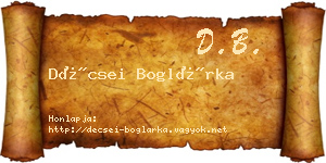 Décsei Boglárka névjegykártya